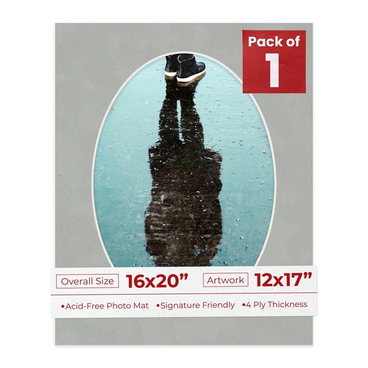 Light Grey Suede Mat Board for 16x20 Frames - Oval Opening for 12x17 Photos